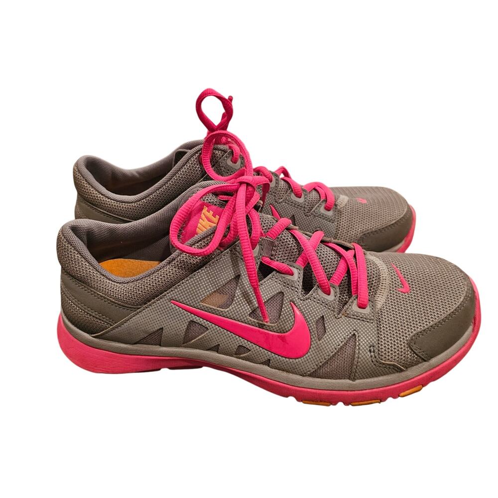Nike Womens Flex Supreme 2 616694-003 Gray Pink Running Shoes Lace Up Size 7.5